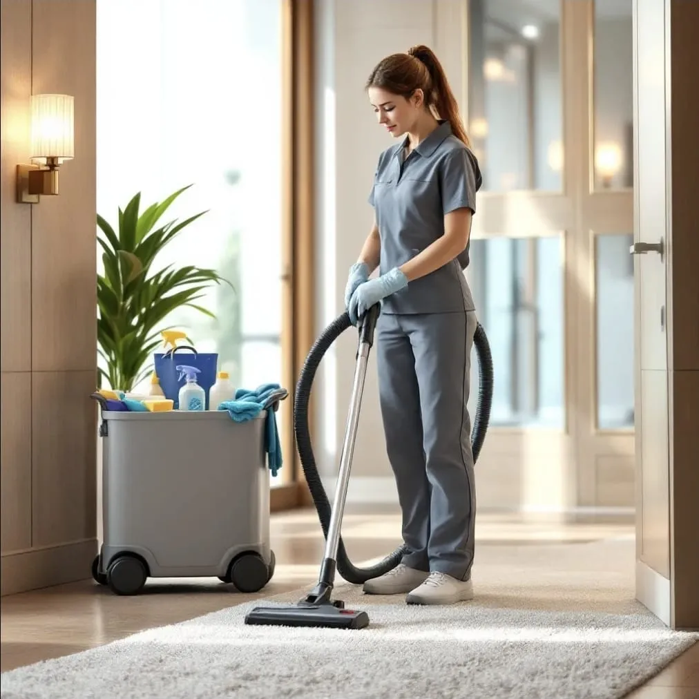 Agente Heaven Cleaning Services en tenue de travail